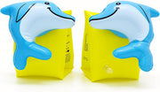 FLOBO Kids Arm Bands 25x15CM Inflatable Floaties for Ages 3-6 Cute Swim Armbands in 9 Fun Designs (Unicorn, Dinosaur, Bear, Donut & More) Safe, Easy to Use, Pool & Beach Ready - Dolphin