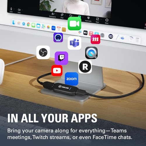 Elgato Cam Link 4K, External Camera Capture Card, Stream and Record with DSLR, Camcorder, ActionCam as Webcam in 1080p60, 4K30 for Video Conferencing, Home Office, Gaming, on OBS, Zoom, Teams, PC/Mac