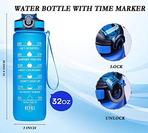 S2C S2Câ„¢ Motivational Large Water Bottle 1L Tritan Plastic Water Bottle With Time Markers, Leak Proof Water Bottle For Kids, School Water Bottles (BLUE)