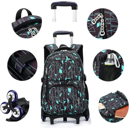Boys Rolling Backpacks Fashion Printed Girls Wheeled Luggage Bags Kids Trolley School Bags Large Capacity for School Students Bookbag