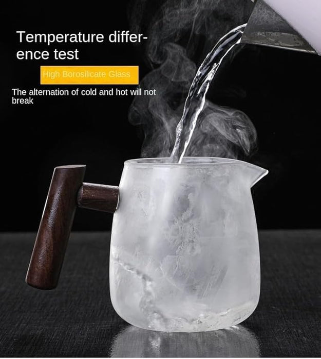 Glass Teapot with Infuser, Heat Resistant Borosilicate Glass Tea Kettle with Strainer and Wood Handle, Blooming and Loose Leaf Tea,saffron crocus,lemon, Stovetop Safe, 550ML (yanxie clear)