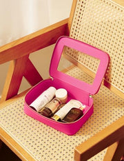 Small Cosmetic Bag for Purse Mini Makeup Bag for School Cute Clear Make Up Pouch for Travel Tiny Leather White Make Up Organizer Case for Backpack Toiletry Bag Waterproof Square Pouch with Zipper