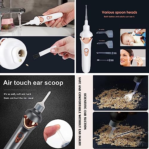 X spring Xspring Ear Wax Remover Vacuum Cleaner, Ear Vacuum with LED Light, Electric Earwax Removal Kit, USB Charge Reusable Safe Electric Ear Suction, Earwax Cleaner for Adults Kids (Black)