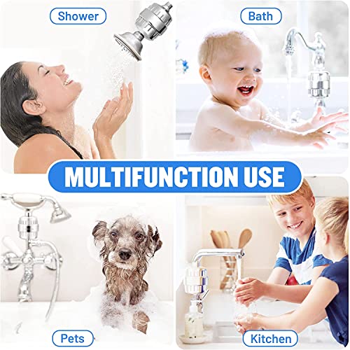 GROLIGH Shower Filter 20 Stage Showerhead Filter for Hard Water Shower Water Filter with 2 Replaceable Filter Cartridges for Removing Chlorine Fluoride, Polished Chrome