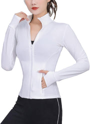 Women Athletic,full Zip Casual - Z-white