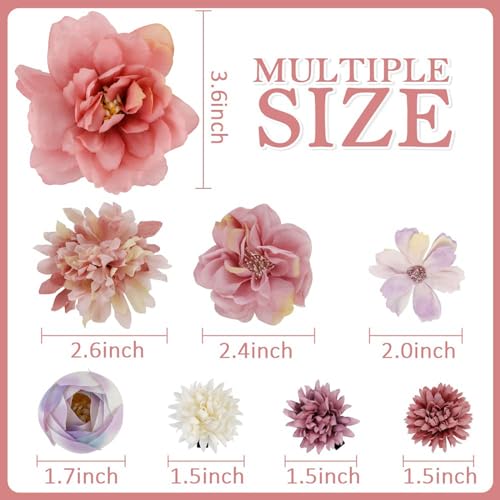 Tazweeq 12 Pieces Bohemian Flowers Hair Clips for Women Girls, Flower Hair Accessories Hawaiian Boho Hairclip for Girls, Silk Flower Hair Clips for Beach Party.