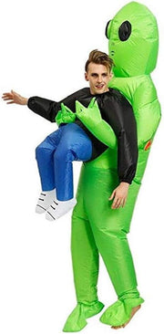 AM ANNA Inflatable ET Monster Costume Scary Green Alien Cosplay Costume for Kids Masquerade Halloween Party,Small