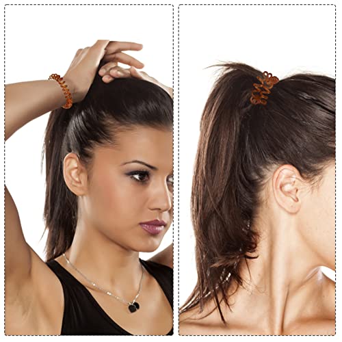 JINAVER Spiral Hair Ties, 9pcs Browr Coil Hair Ties for Women, Coil Bracelets for Thick Hair, Spiral Bracelet Phone Cord Hair Coils for Hair Ties Spiral
