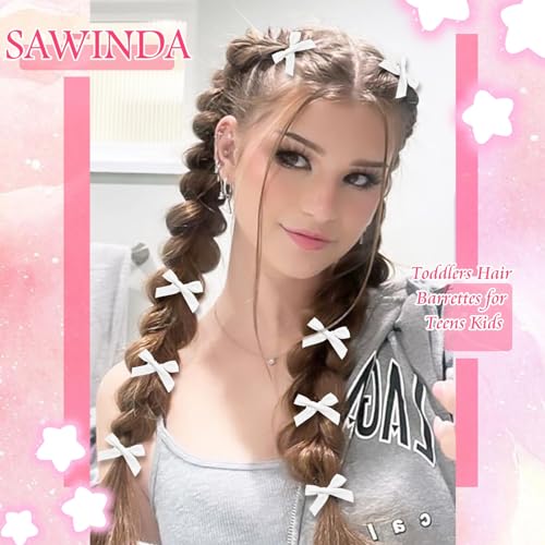 Tazweeq 30 Pcs Bow Hair Clips, 3 Colors Satin Mini Bowknot Hair, Accessories Cute Hair, Non-Slip Hair Clips, Mini Bowknot Hair, Bow Barrettes Ribbon Hairpins for Women Girls