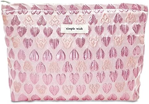 STARDW Flower Cosmetic Bags Makeup Bags for Women and Girls,Travel Makeup Bag Large Capacity Canvas Makeup Bag,Makeup Organizer Bag Zipper Pouch, Embossed pink, Large Capacity Aesthetic Makeup Bags