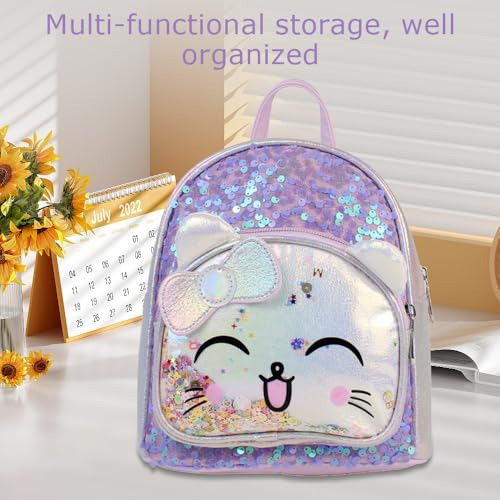 Cute Cat Backpack for Girls, Girls Mini Backpack for Kids,School Backpack Preschool Kindergarten Unicorn Toddler BookBag