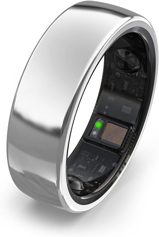 aaboRing, Health & Fitness Tracker Smart Ring, Advance Sleep Monitoring, Stress & Activity Tracking, Titanium, IP68 Waterproof (US Size No 10, Black) - Silver 08