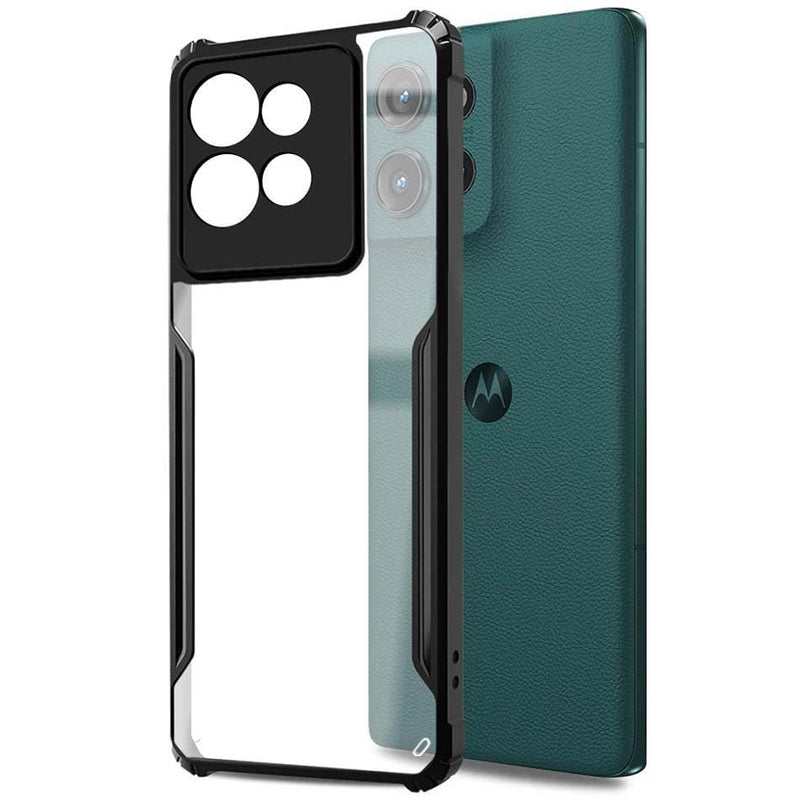Zubitech Motorola G75 Shockproof Crystal Clear Back Cover Case for Moto G75 | 360 Degree Protection | Protective Design | Transparent Back PC & TPU | Black Bumper for Moto G75