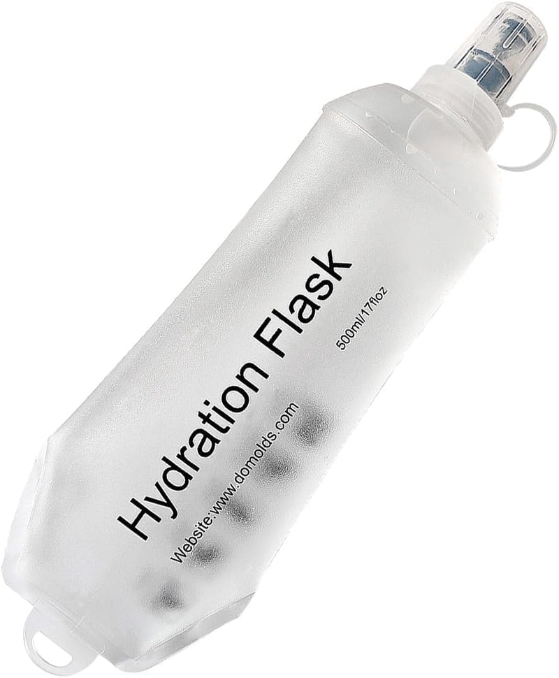 Soft Flask, TPU Foldable Running Hydration Flask, Soft Collapsible Water Bottle for Hydration Pack Cycling Marathon Running Hiking - 500ML-Clear