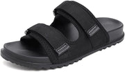 ANYHUG Mens Leather Sandals Light Weight Casual Men Sandals Cool Street Slippers Summer Flip Flops Comfort Non Slip Man Beach Shoes (Color : Beige, Size : 8.5) - 10 Black