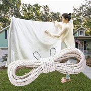 Khazna Clothesline, 15M Long Cotton Clothesline Rope Laundry Line Rope Craft Drying Rope Adjustable for Camping Travel & Home Use DIY Rope as Candle Replacement Wick Laundry Line Dryer Rope (White)