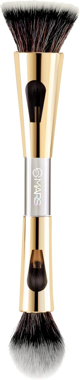 MARS 4-in-1 Travel Brush Set - Soft Synthetic Bristles - Foundation, Powder, Eyeshadow Blending & Flat Brushes