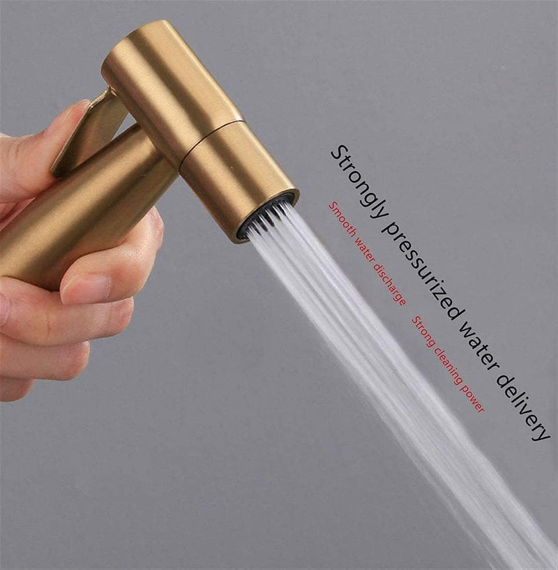 LOSCHEN LOSCHEN 1/2NPT Stainless Steel Bidet Sprayer kit for Toilet,Hand Held Sprayer Shattaf Toilet Attachment for Pet Bath/Personal Hygiene/Bathroom/Closestool,Easy to Install (Brushed Gold)