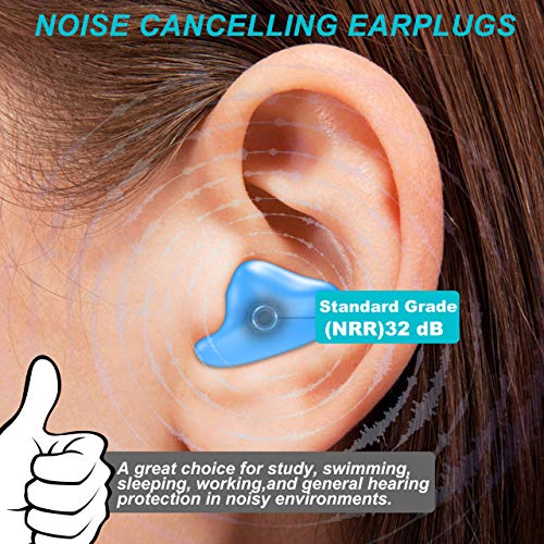 Ear Plugs for Sleeping Swimming, 8 Pair Reusable Silicone Moldable Noise Cancelling Earplugs for Shooting Range, Swimmers, Snoring, Concerts, Airplanes, Travel, Work, Studying