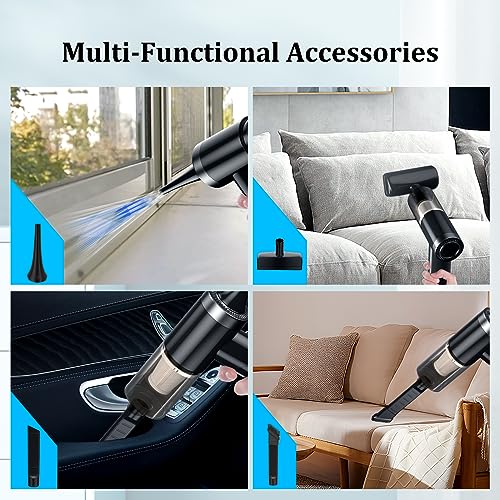 Xoopla 2 in 1 Car Vacuum & Air Duster Foldable Compressed Air Duster Rechargeable Portable Handheld Vacuum Cordless Keyboard Cleaner Air Blower & Mini Vacuum Cleaning for Car/Computer/House Black