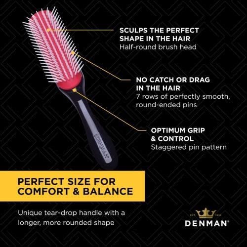 Denman Classic Medium Style Brush, Perfect For Blow Drying, Styling, Detangling, Separating, Shaping and Defining Curls, #D3, 7 Rows