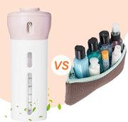 MAKINGTEC Travel Dispenser Bottle, 4 in 1 Travel Bottles for Shampoo Lotion Gel Set, Leak-proof Travel Containers Bottles for Toiletries Body Wash Liquid Cream(pink+gray)
