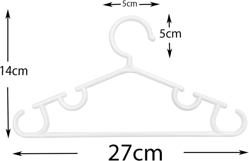 60 Pcs Nursery Hangers Plastic Children's Hangers for Baby Toddler Kids Clothes Coat - White, 27 x 14 cm