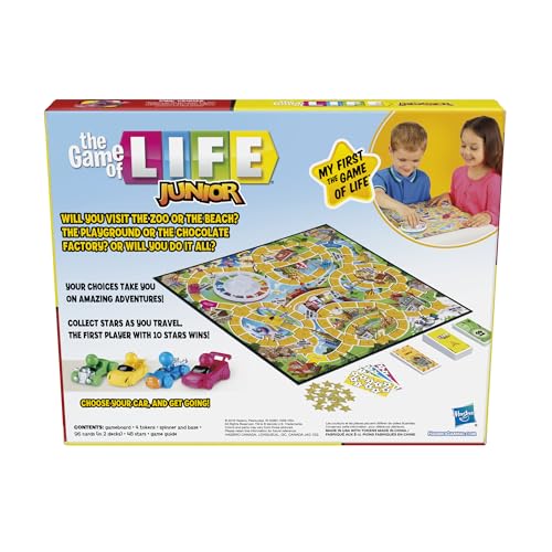 The Game of Life Junior Board Game for Younger Kids | Ages 5 and Up | 2-4 Players | Family Games for Preschoolers | Kids Gifts