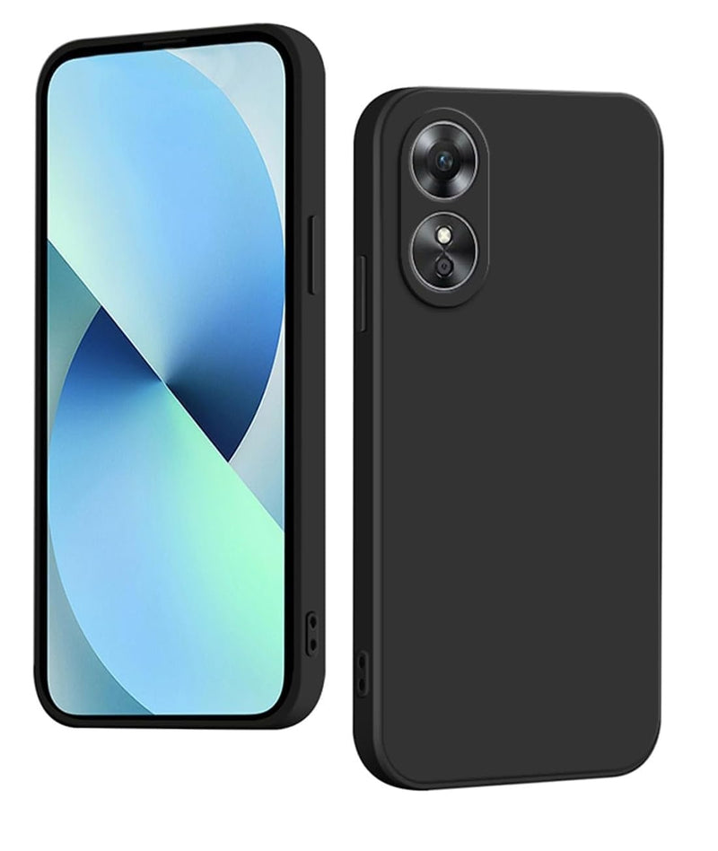 Silicone Case for Oppo A58 4G, Liquid Gel Rubber Bumper Case with Soft Microfiber Lining Cushion Slim Hard Shell Shockproof Protective Cover for Oppo A58 4G (Black)
