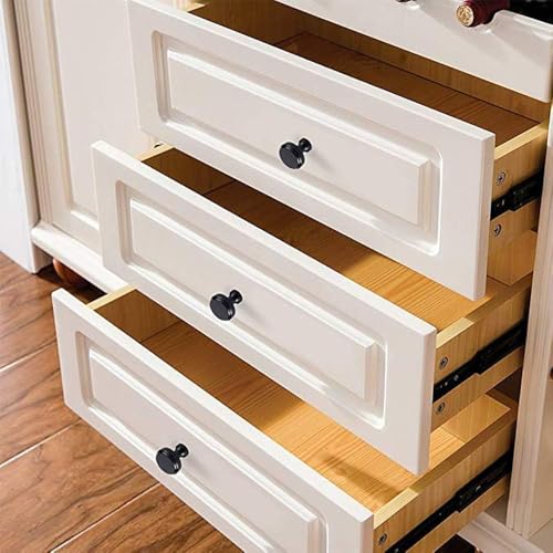 Kalolary Black Cabinet Knobs, 6 Pack 1-1/4 inch Kitchen Drawer Knobs Round Single Hole Cabinet Hardware for Dresser Drawer Cabinet