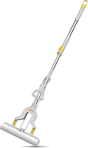 Zalcoon PVA Sponge Mop with Bucket, 3 Extra Ultra Absorbent PVA Sponge Refill, Household Cleaning Tool for Kitchen, Tiles, Multi-Surface Hard Floors - Squeeze Roller
