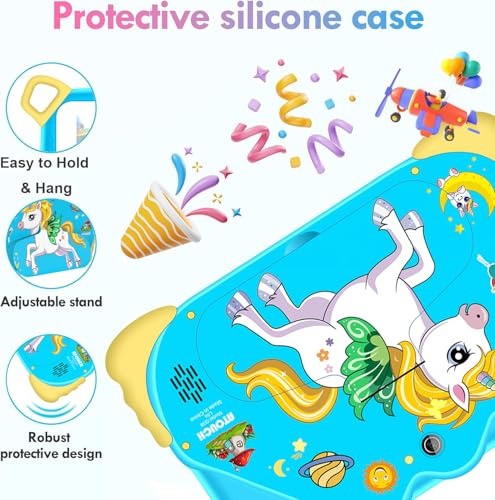 ATOUCH Android Tablet For Kids, Q38 Lite 7-Inch Screen Early Education Smart Kids Tablet Anti-drop Silicone Edge Wi-Fi, Bluetooth, Games with Built-in Stand and Stationary Set (Blue)