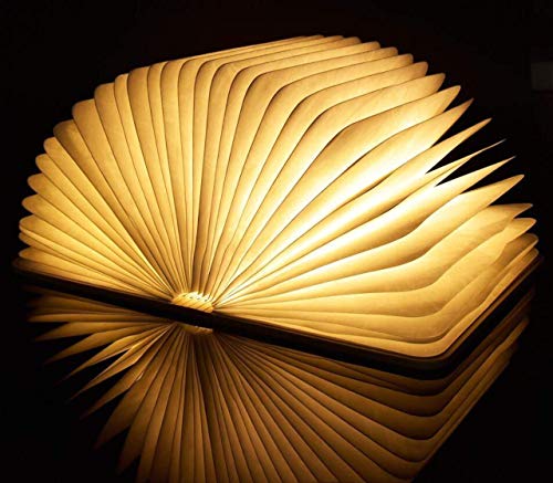 LQZHBDWZ Folding Wooden Book Ligh, Novelty Lamp Book LEDï¼ŒPortable USB Rechargeable Book Lamp, 5 Colors LED Table Lamp for Decoration, Magnetic Design, Creative gifts for classmates' girlfriend