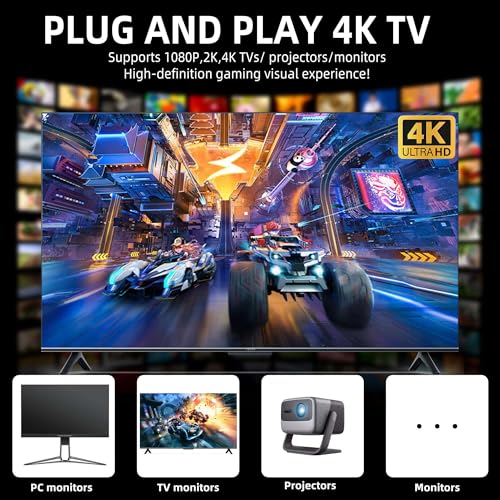 BADGOAL 2024 New Retro Game Console, Nostalgia Gaming Stick, Classic Video Games with 4K HDMI, 20,000 Games and 19 Emulators, Upgraded Dual 2.4G Wireless Controllers 64GB