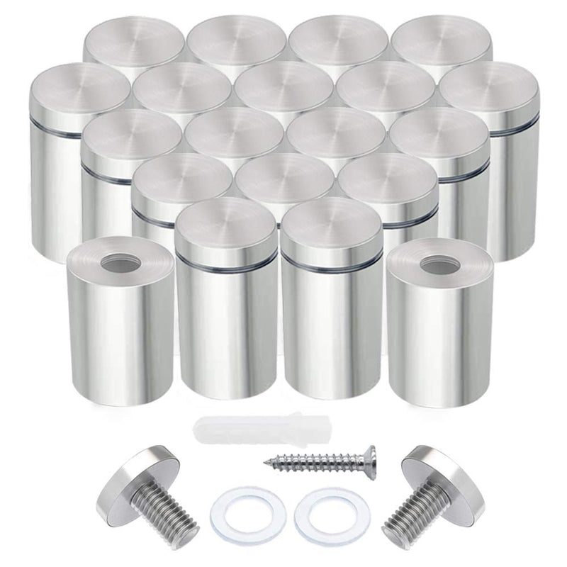 Zoe sunny Stainless Steel Standoff Screws, 20Pcs 3/4 x 1 Inch Wall Standoff Sign Holders Screws, Mounting Glass Hardware for Hanging Acrylic Picture Frame, Advertising Screws Kit