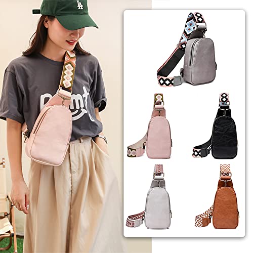 WINSEAD Sling Bag for Women Fanny Pack Crossbody Bags for Women Chest Bags Cross Body Purse PU Shoulder Backpack, A - Black, Black Bag, Crossbody