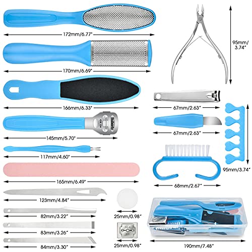 U-HOOME Pedicure Kit,20 in 1 Professional Pedicure Tools set Stainless Steel Foot Care Kit to Remove Hard Skin Head Skin