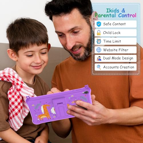 Blackview 8 inch Kids Tablet Tab50 Kids, Android 13 Tablets for Toddlers, 3�绫膁ﴱ 1TB, 5580mAh, iKids APP Pre-Installed, Parental Control, Eye Protection Mode, Reading Mode -Magic Purple