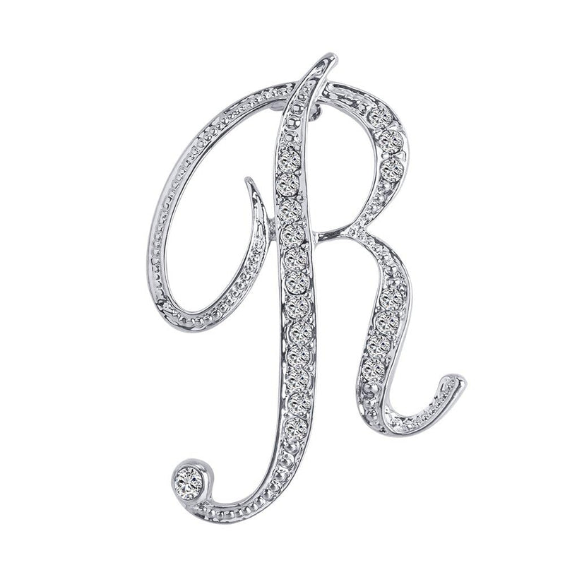 Langthering® Letter Brooch Pins Initial Rhinestone Brooch for Women Crafts Silvery A-Z Brooches for Women, Brooch Pins, Wedding Bridal Brooches