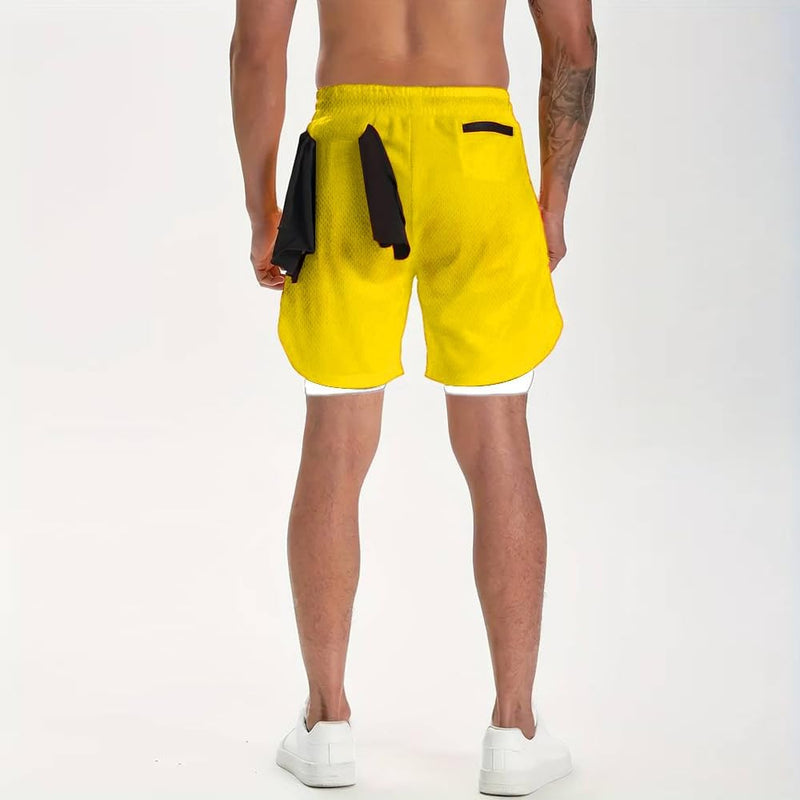 VITION Gym Shorts for Men, Men's Activewear Running Shorts,Drawstring Gym Shorts Men, 2 Layer Loose Athletic Shorts with 4 Pockets