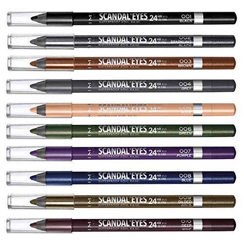Rimmel London, Scandaleyes Waterproof Kohl Kajal Liner - A soft brown shade with shimmer - 003 Brown, 1.3 g (0.04 oz)