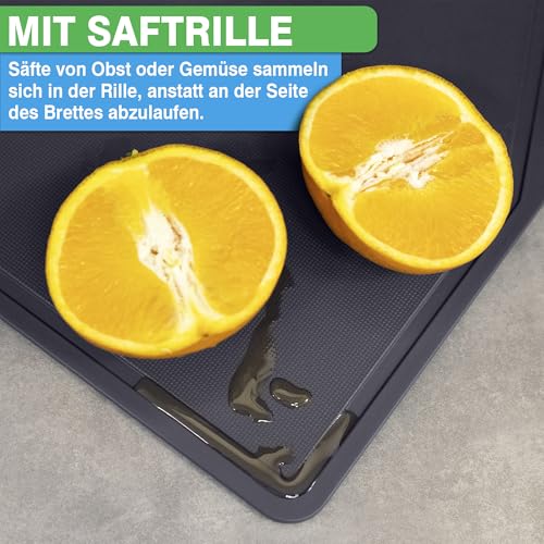 YourCasa 3 x Plastic Chopping Board Set - BPA Free - Chopping Board with Funnel Shape and Juice Groove - Kitchen Board Non-Slip & Dishwasher Safe - Cutting Board - Cutting Mat Kitchen - Non-Slip Board