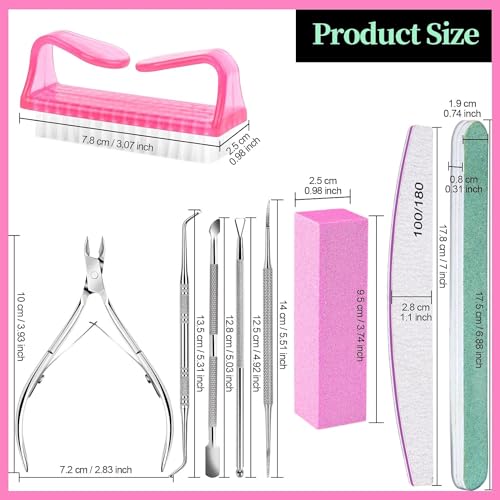 Paporich Nail Care Tool Kit, Nail Files 100/180, Nail Buffer Block, Cuticle Nippers, Cuticle Pusher, Cuticle Trimmer, Nail Lifter for Ingrown Toenails, Nail Tools, Nail Kit, Pedicure & Manicure Tools