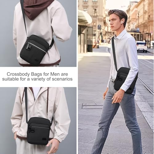 YILANJIN Men Shoulder Bag, Small Crossbody Bag Water-Resistant, Casual Sling Bag with 4 Zipper Compartments for Business, Travel, Cycling, Work