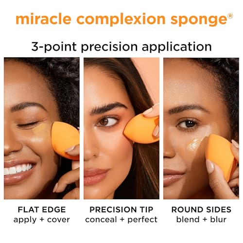 Real Techniques Miracle Complexion Sponge, 0.9375 ounce (Pack of 2), Latex-Free, Polyurethane Foam, Multi-Purpose, Round Bottom Makeup Sponges, Ideal for Blending