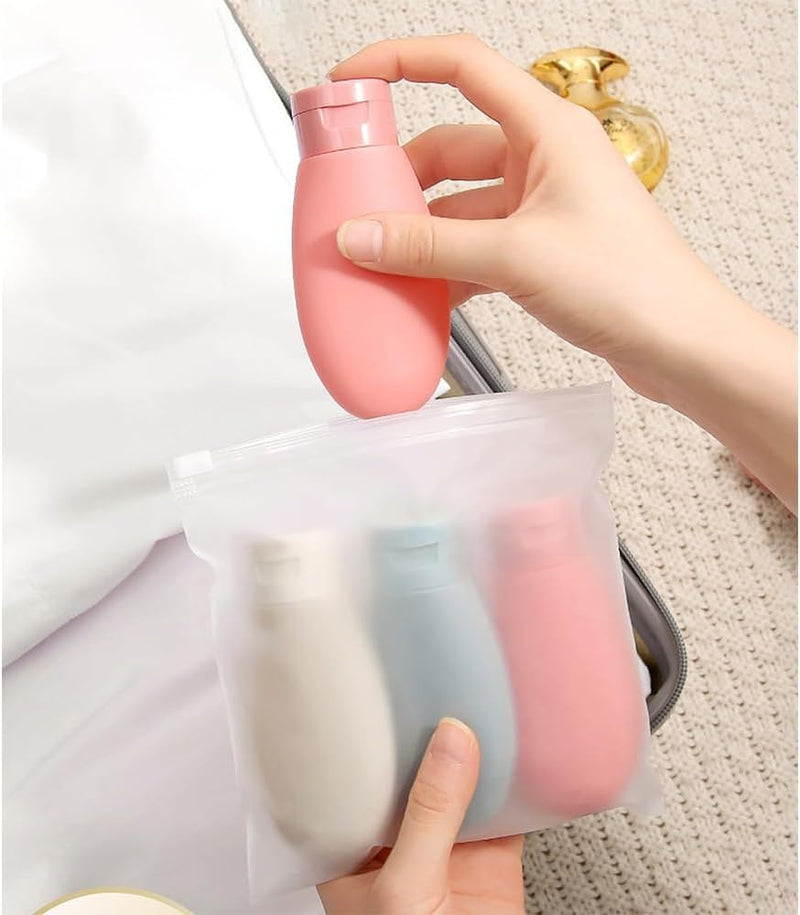 DOCAT Travel Bottles for Toiletries, Pack of 3 Portable Silicone Travel Container Set for Cream, Shampoo, Hand Wash, Lotion Storage, Leakproof Mini Travel Essentials for Women Travel Accessories- 60ml