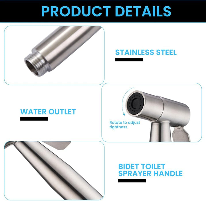 Handheld Bidet Sprayer for Toilet, Jet Sprayer for Toilet Cloth Diaper Sprayer Set, Bathroom Stainless Steel Spray for Personal Hygiene, Adjustable Muslim Shower Bidets for Existing Toilets (2 Pcs)