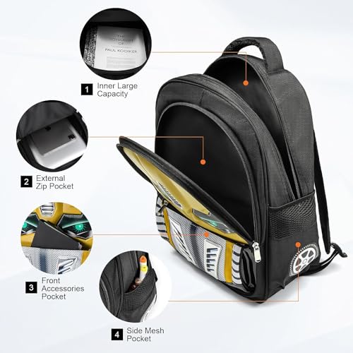 Ybaier Kids Backpack for School, Child Boys Bookbag, Kindergarten Elementary Toddler Bag Gift Ideas (Yellow)