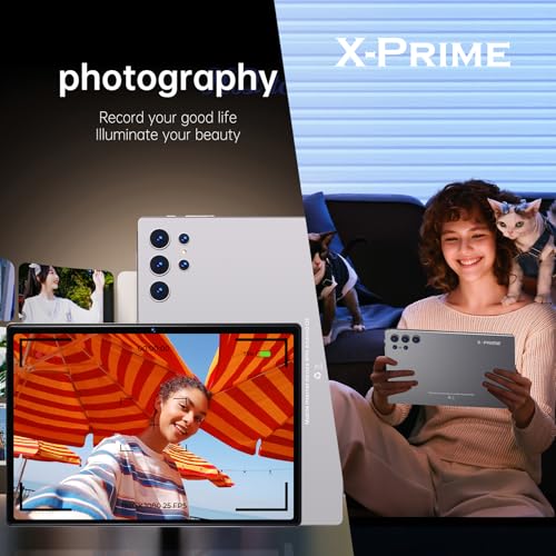 X-Prime S25 Ultra Plus 10.1" Tablet Android 15 | 5G | Dual SIM | HD Display 3000x1440 | Keyboard Stylus | Kids Tablet | Dual Camera | Zoom & Google Meet (Gold)