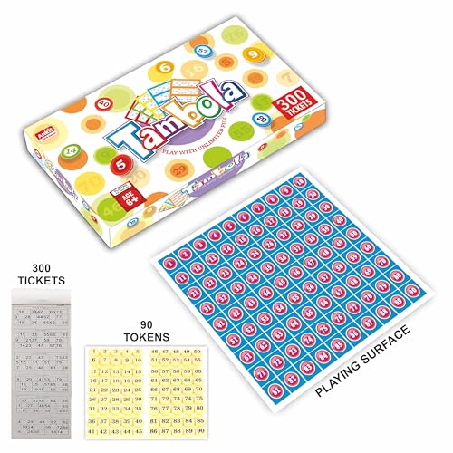 Ankit Toys & Games Classic Tambola Game 300 Tickets 90 Plastic Tokens Multicolor & Cardboard Game| Parties Fast Matching Numbers|Kids & Adults Age 8+ Years